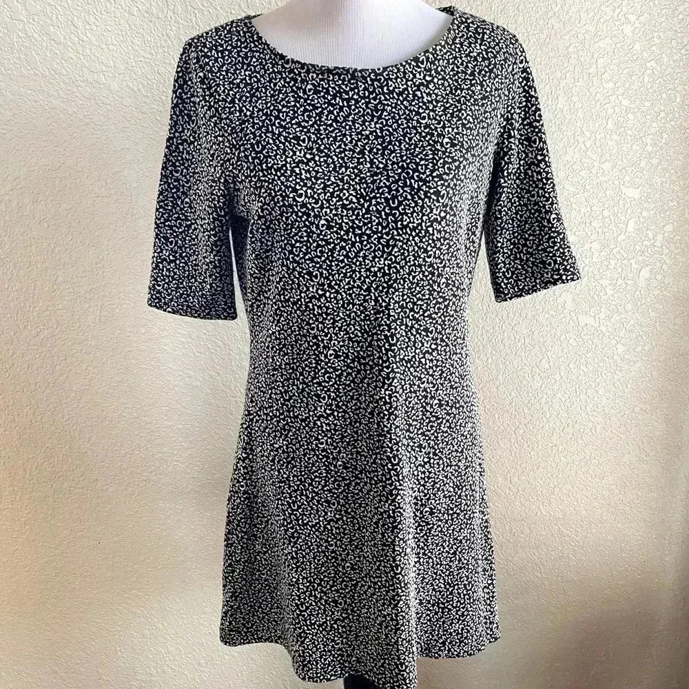 & Other Stories Swing Skater Dress Leopard Cheetah Print Mini Short Sleeve: 10
